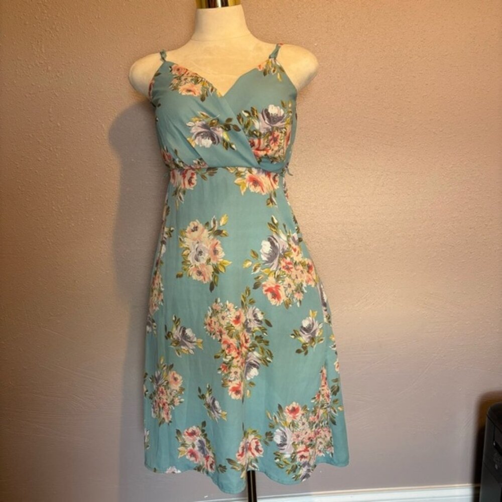 TRIXXI Floral Sleeveless Dress in Blue